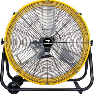 Tornado 24 Inch High Velocity 3-Speed Drum Air Circulator Fan, 7800 CFM, Yellow - HI-FAN-DRUM24-1P