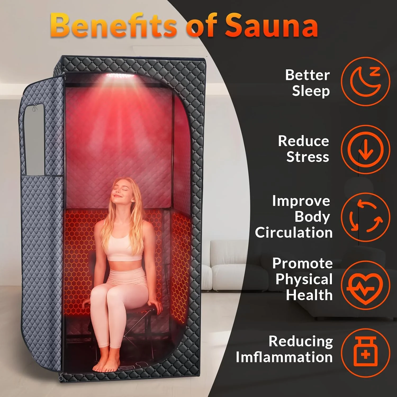 Personal Indoor Infrared Sauna Tent With Red Light Therapy, 9 Levels Up To 140F - Image 4