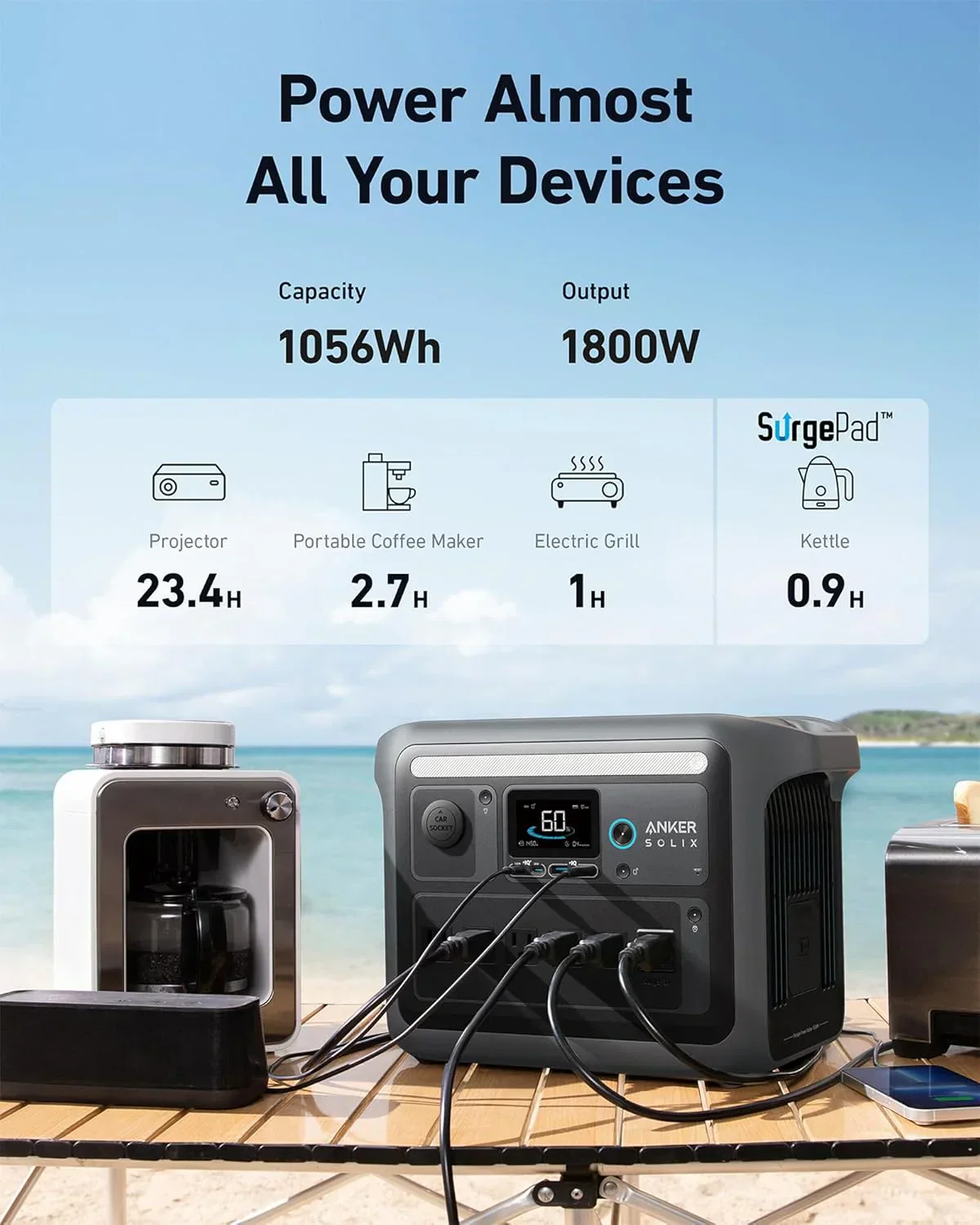 Portable Power Station 1800W (2400W Peak) Solar Generator 58 Minutes to Fully Charge - Image 12