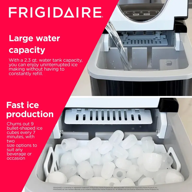 Frigidaire Stainless Steel Portable Countertop Ice Maker - 26 Lbs Daily - Image 4