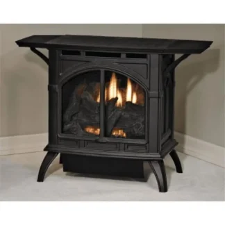 Empire Vent-Free Cast Iron Porcelain Gas Stove, Black, Natural Gas, 25000 BTU, 28 inch x 17 inch x 27.75 inch - VFD30CC70BN