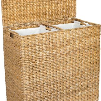 Sofia + Sam Oversized Divided Seagrass Hamper With 2 Canvas Liners, 28 x 14 x 27 Inches - 4602