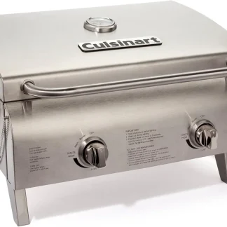Cuisinart Chef's Style Tabletop Portable Propane Grill 20000 BTU 2-Burner Outdoor Gas Grill