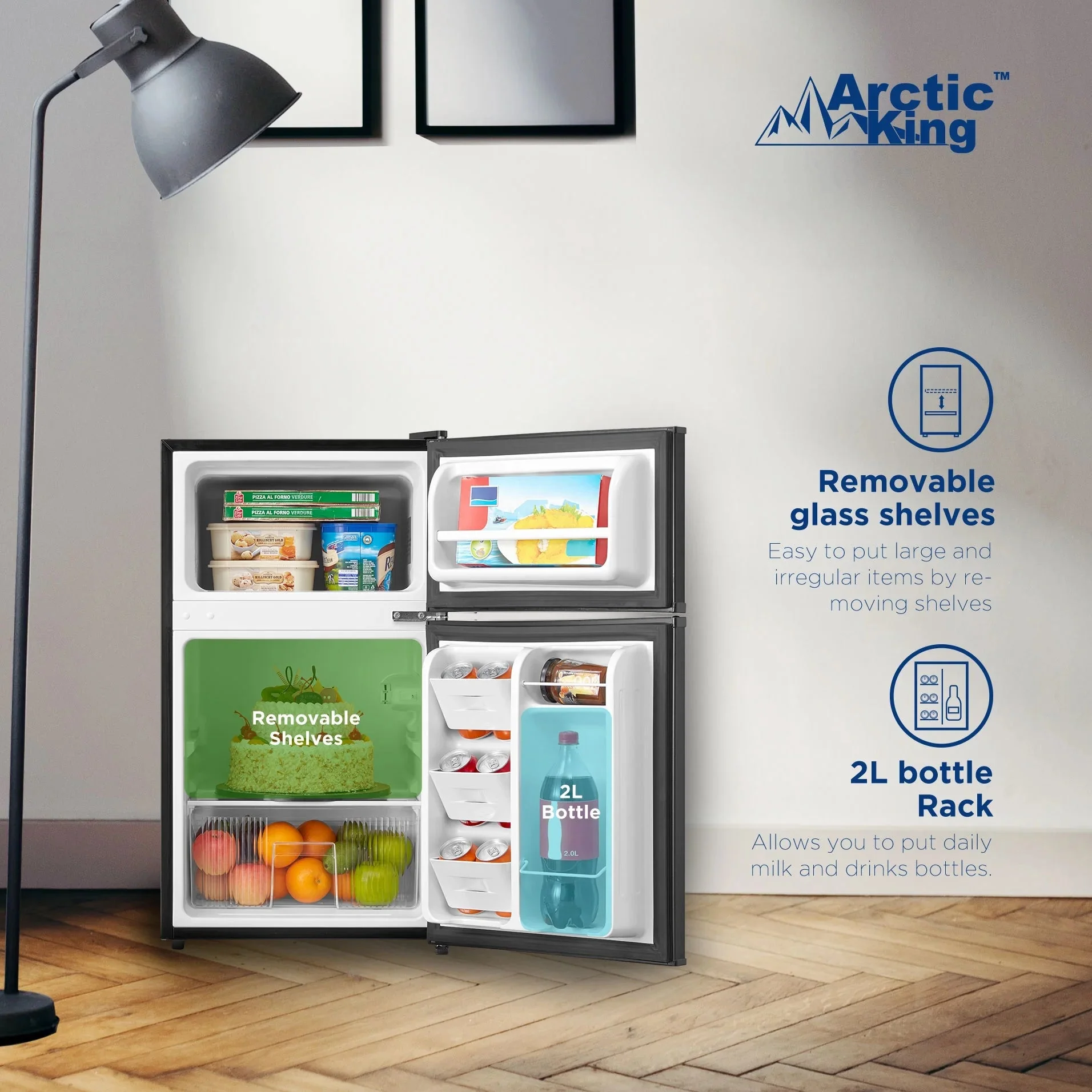 Arctic King Two-Door Mini Fridge With Freezer, 3.2 Cu ft, 18.5 in x 19.4 in x 33.3 in, Stainless Steel - E-Star - Image 30