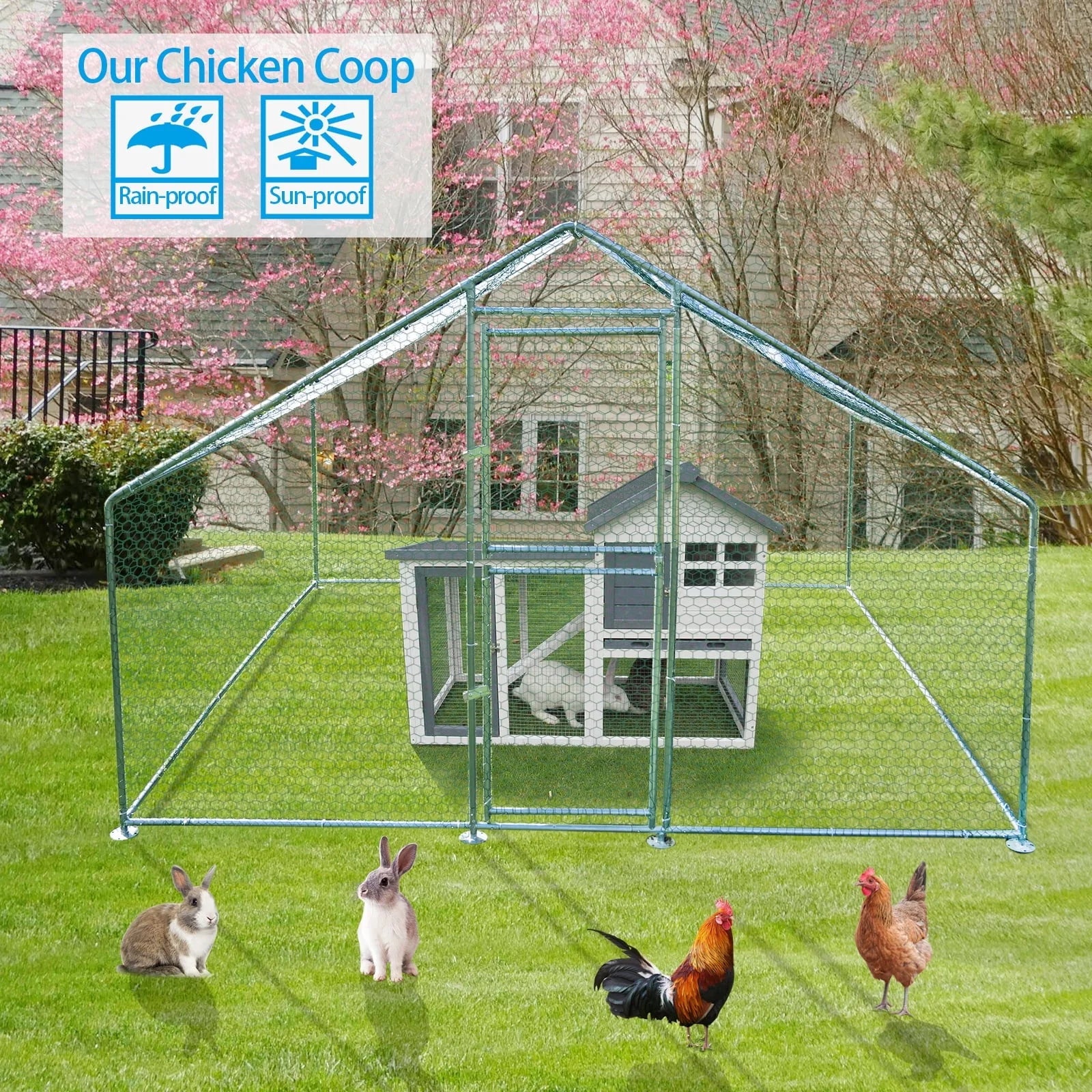 Kkonetoy Metal Chicken Coop 10 X 10 X 6.6ft With Waterproof Cover - Image 4