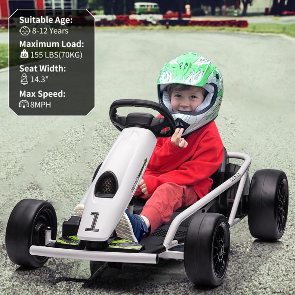 24V Electric Go-Kart for Kids Ages 8-12, Dual 300W Motors, 9Ah Battery - Image 2