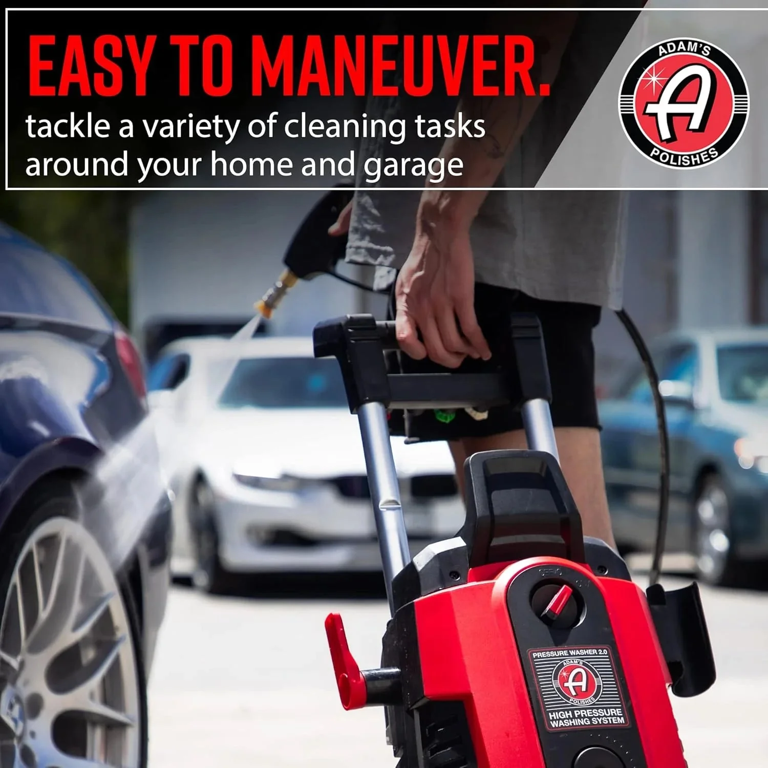 Electric Pressure Washer 2.0, Powerful 1.4 GPM 2000 PSI Car Pressure Washer Sprayer, Snub Nose & Tip Attachment, Use,Car Soap, Patio Boat RV Motorcycle Car Garage Deck Adam's Polishes - Image 6