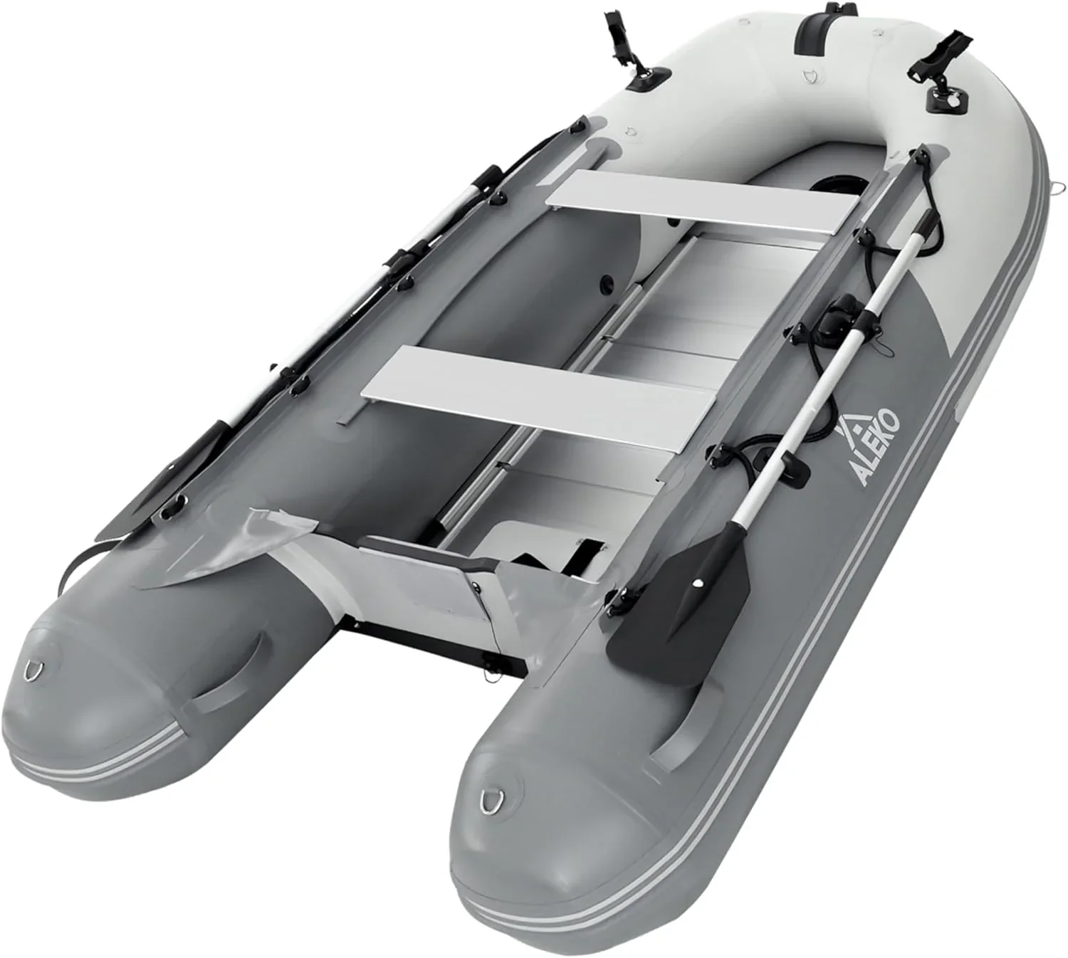 Inflatable Boat | Yacht Dinghy Tender Raft | Multi Person Fishing Boat | Aluminum Floor Oars | Fishing Rod Holders | Heavy-Duty PVC | 2024 Model | - Image 6