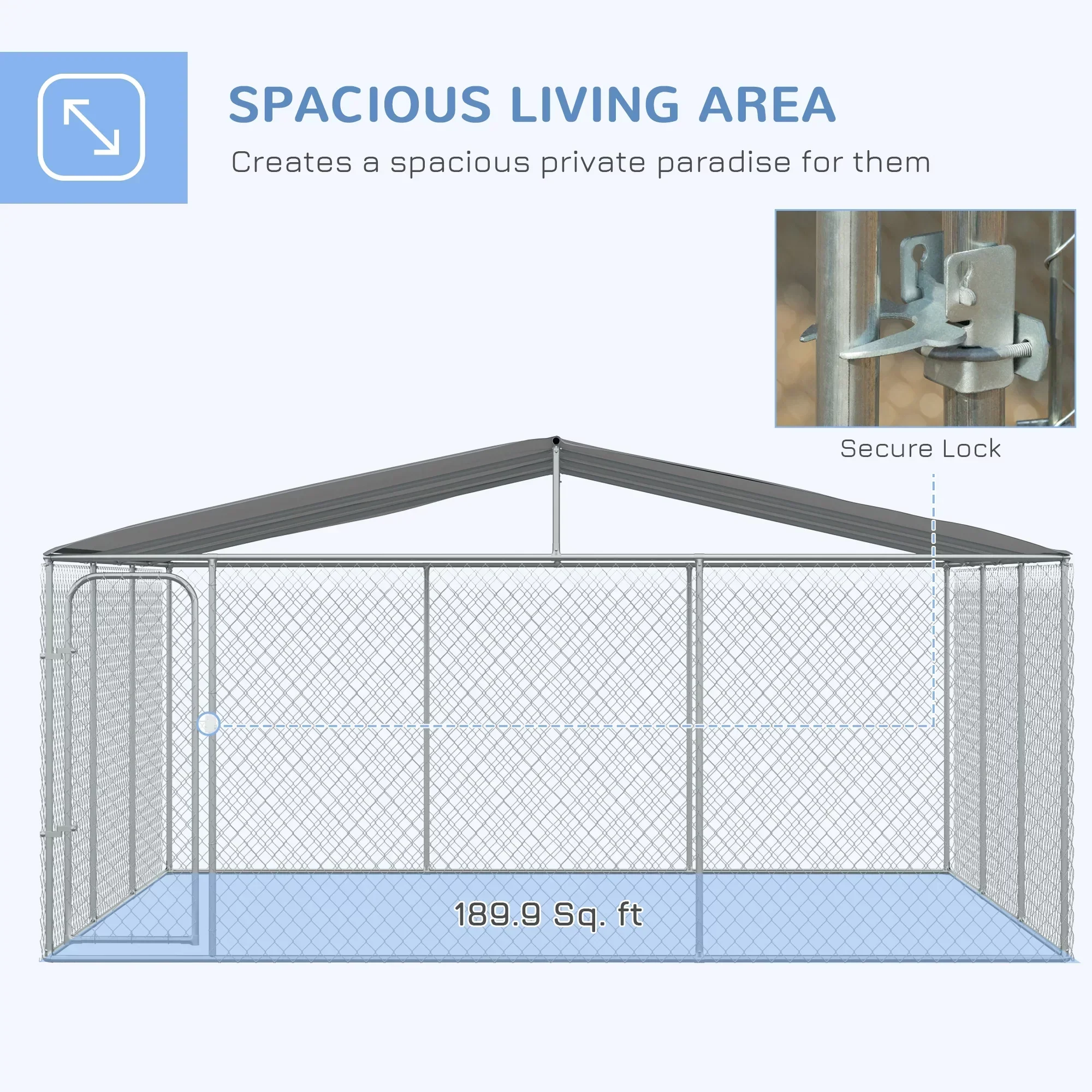 PawHut Dog Kennel Playpen With Waterproof Cover, 15' x 15' x 7.5' - D02-049V02 - Image 3