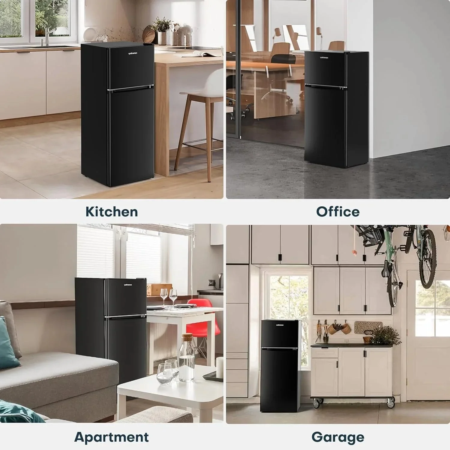 Upstreman 4 Cubic Feet Double Door Mini Refrigerator With Freezer, Black - BR401 - Image 7