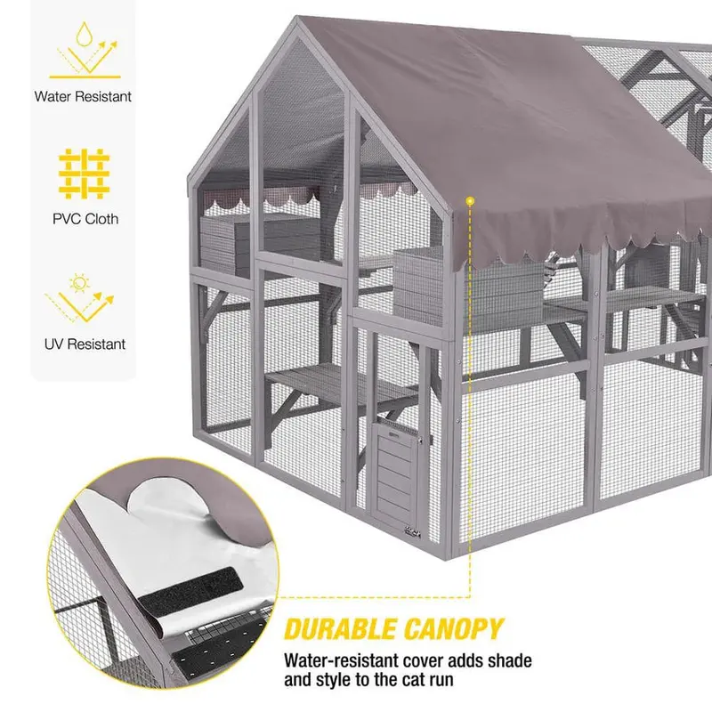 aivituvin Large Outdoor Cat Enclosure With 7 Platforms, 2 Bridges And 2 Small Houses - Image 5