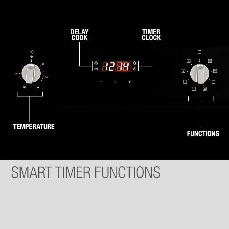EuroChef Built-In Electric Wall Oven, 60cm, 70L, 8 Cooking Functions - OE708B - Image 5