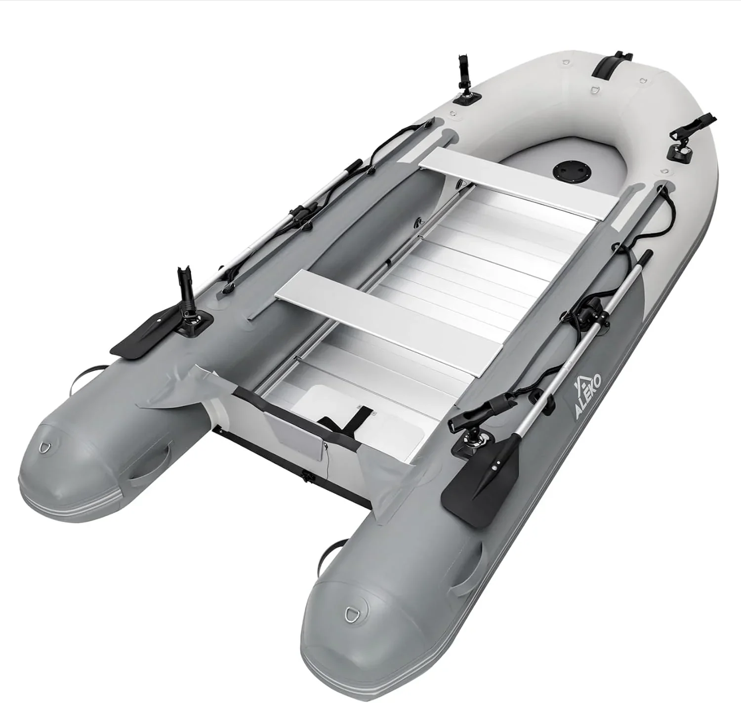 Inflatable Boat | Yacht Dinghy Tender Raft | Multi Person Fishing Boat | Aluminum Floor Oars | Fishing Rod Holders | Heavy-Duty PVC | 2024 Model | - Image 4