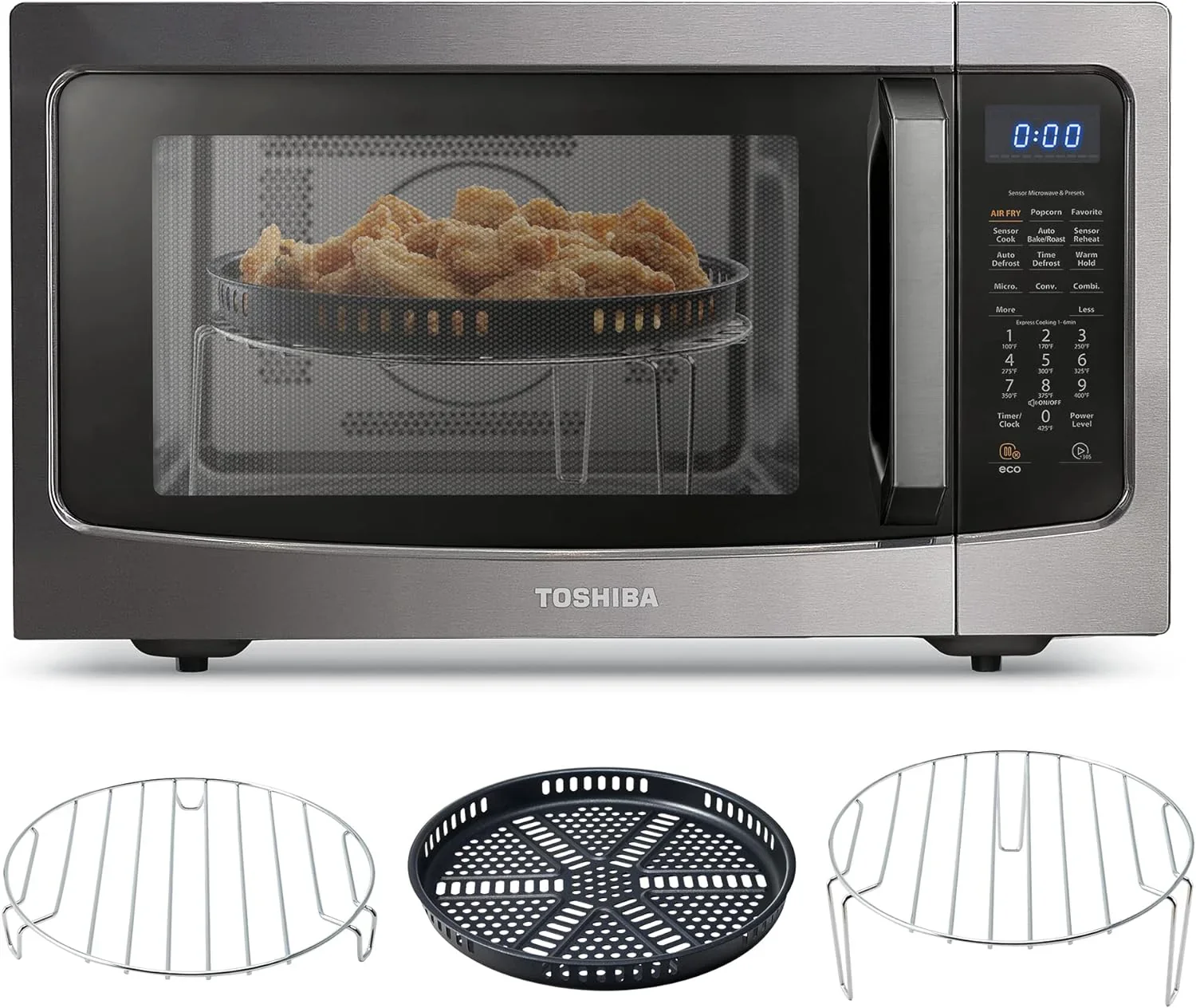TOSHIBA 4-in-1 Countertop Microwave Oven, 1.5 Cu Ft, 1000W, Silver - ML-EC42P(SS) - Image 4