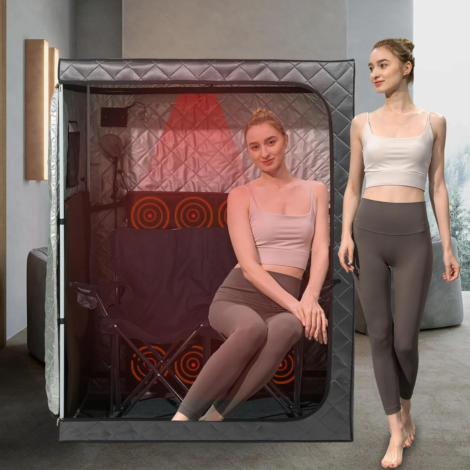 Portable 2-Person Infrared Sauna Tent With 2 Foldable Chairs, Remote Control, 1600 Watt, 140 Fahrenheit - Image 5
