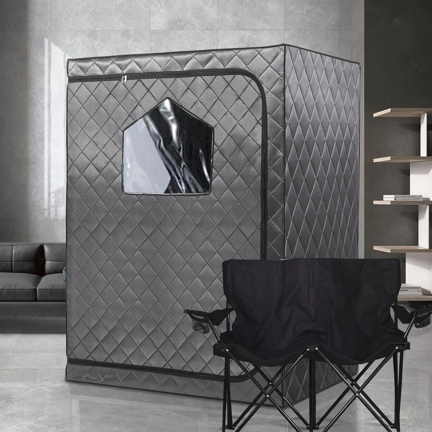 Portable 2-Person Infrared Sauna Tent With 2 Foldable Chairs, Remote Control, 1600 Watt, 140 Fahrenheit - Image 7