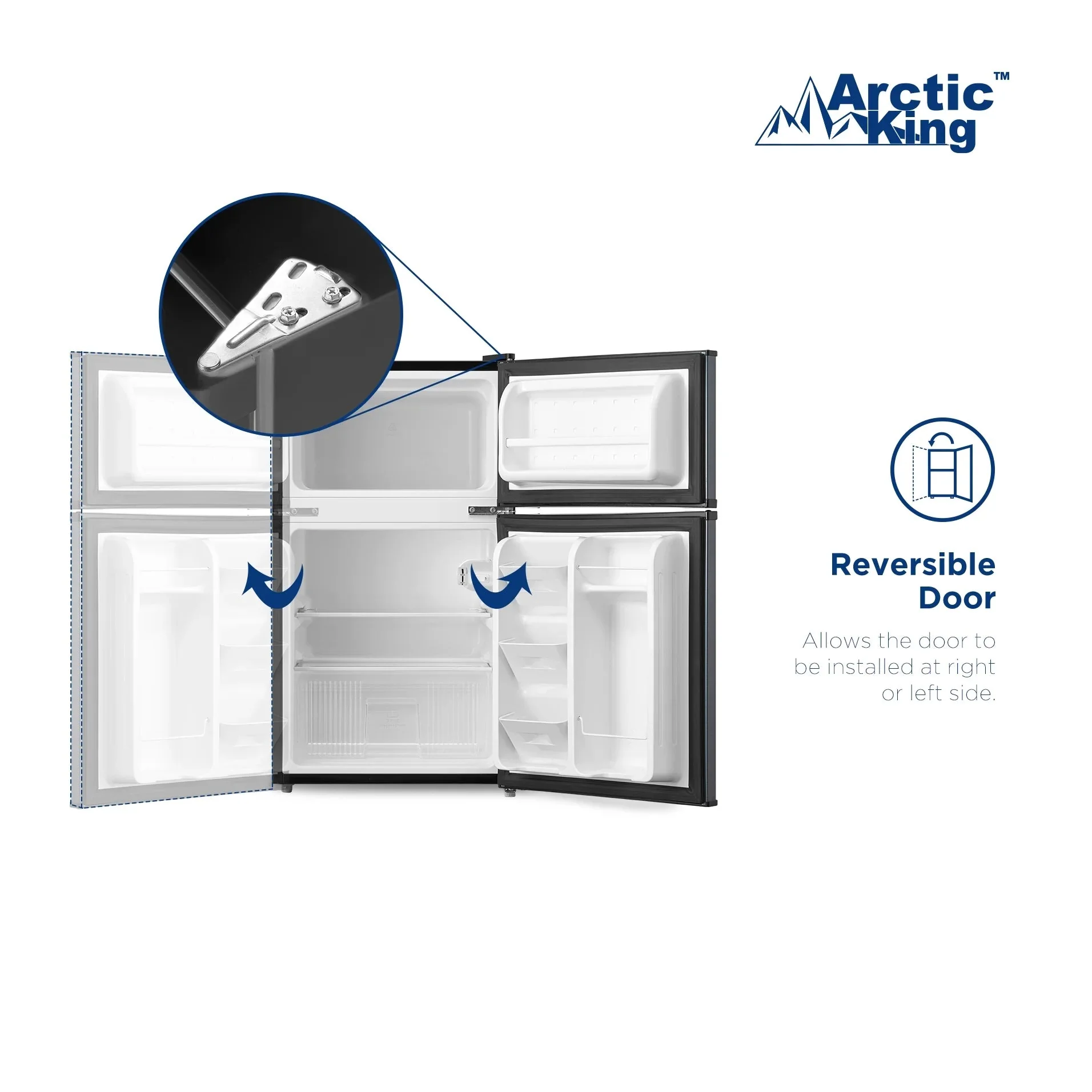 Arctic King Two-Door Mini Fridge With Freezer, 3.2 Cu ft, 18.5 in x 19.4 in x 33.3 in, Stainless Steel - E-Star - Image 12