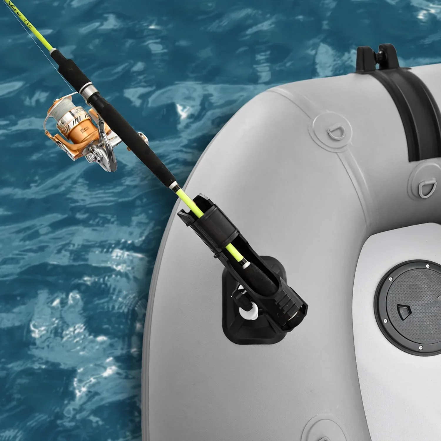 Inflatable Boat | Yacht Dinghy Tender Raft | Multi Person Fishing Boat | Aluminum Floor Oars | Fishing Rod Holders | Heavy-Duty PVC | 2024 Model | - Image 15