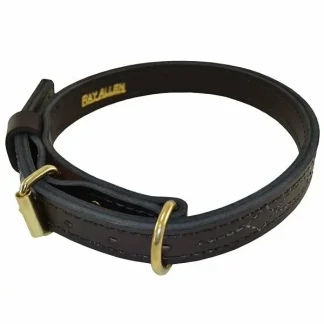 Ray Allen Premier Leather K9 Collar, Brown, English Rein Leather, Brass Hardware, 1 Inch Wide