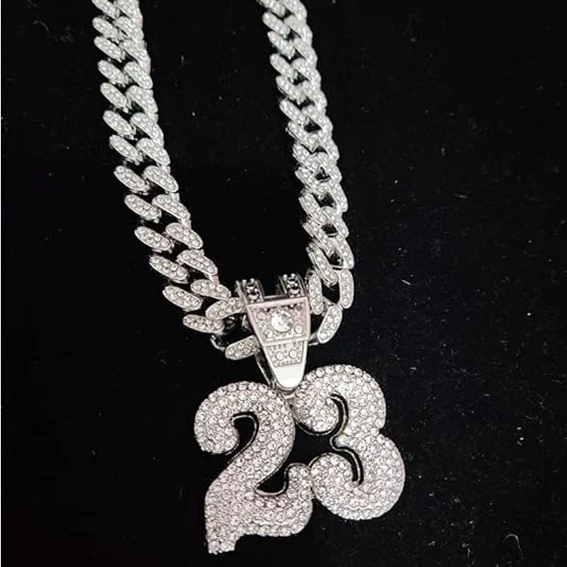 Number 23 Football Pendant Necklace With 20in Cuban Chain, 13mm Width - Image 5