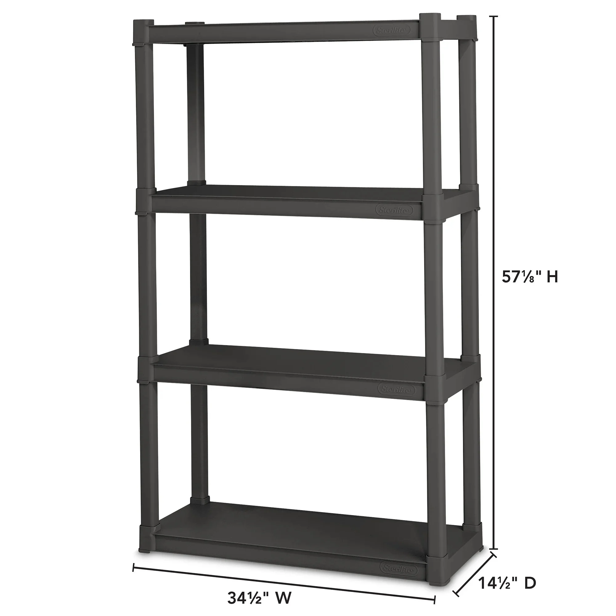 Sterilite Plastic Indoor Outdoor 4-Shelf Shelving Unit, Flat Gray, 3 Pack - Image 3