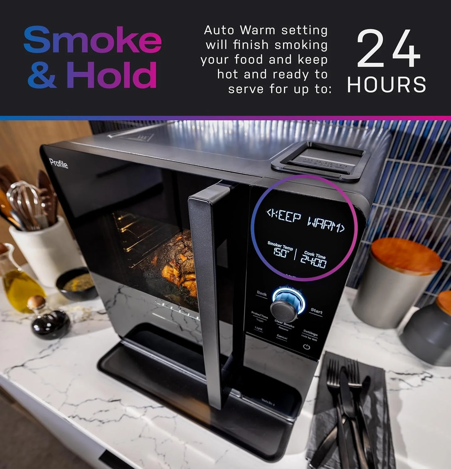 GE Profile Smart Indoor Pellet Smoker With Active Smoke Filtration, 5 Smoke Settings, WiFi Connected - Black - Image 5