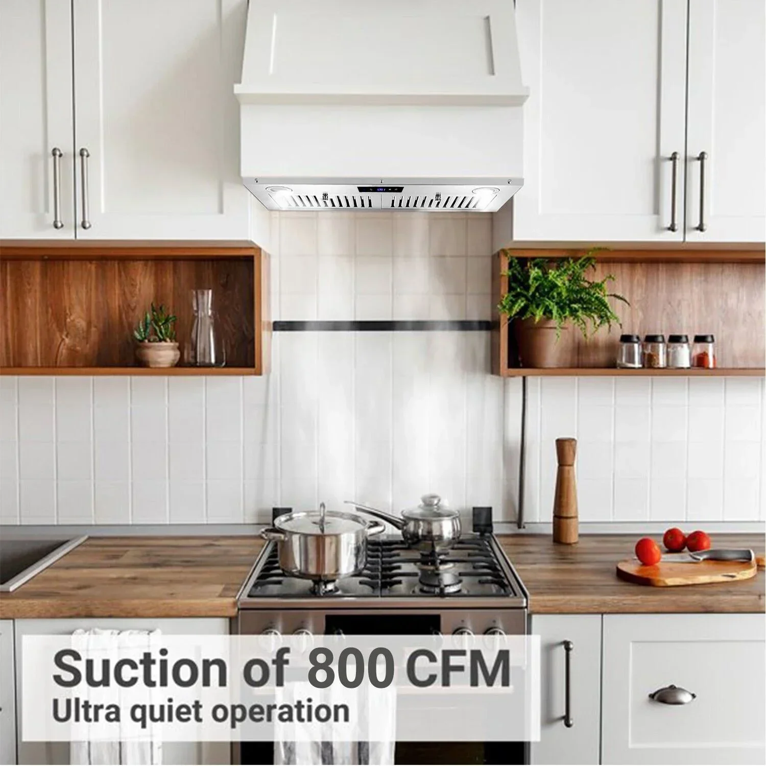 30 Inch Built-In Range Hood 800 CFM 3-Speed Touch Control - Image 11