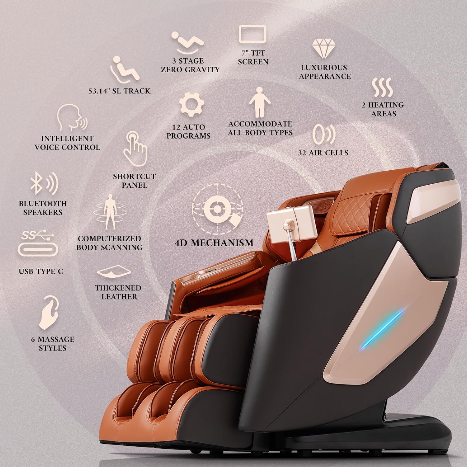 4D Full Body Massage Chair With 53.14 in SL Track, Zero Gravity And 12 Auto Modes - Image 2