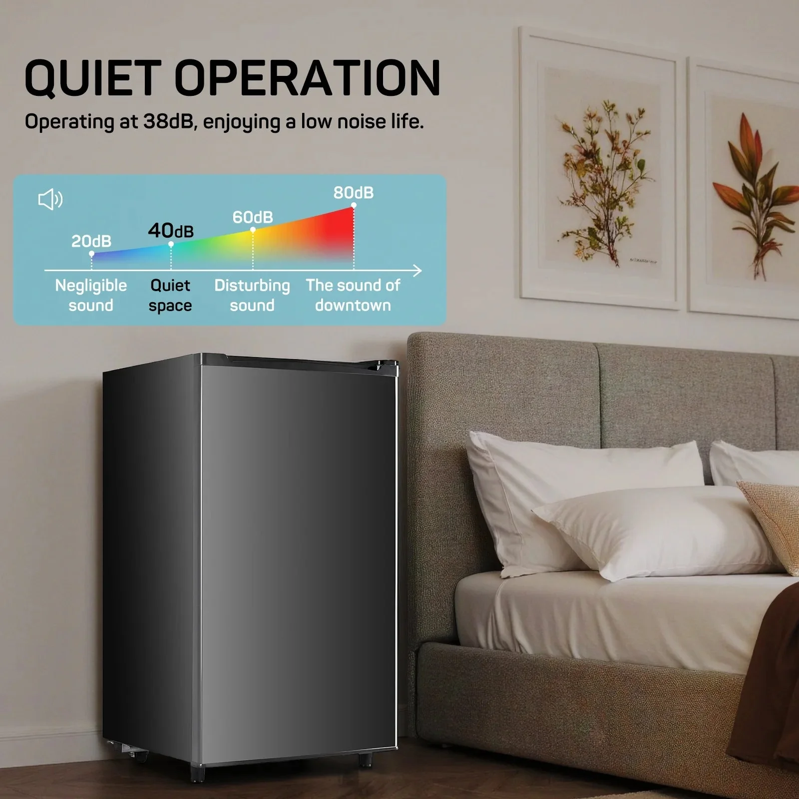 TINKLE WELL Mini Fridge With Freezer, 3.2 Cu Ft, Single Door, Silver - Image 12