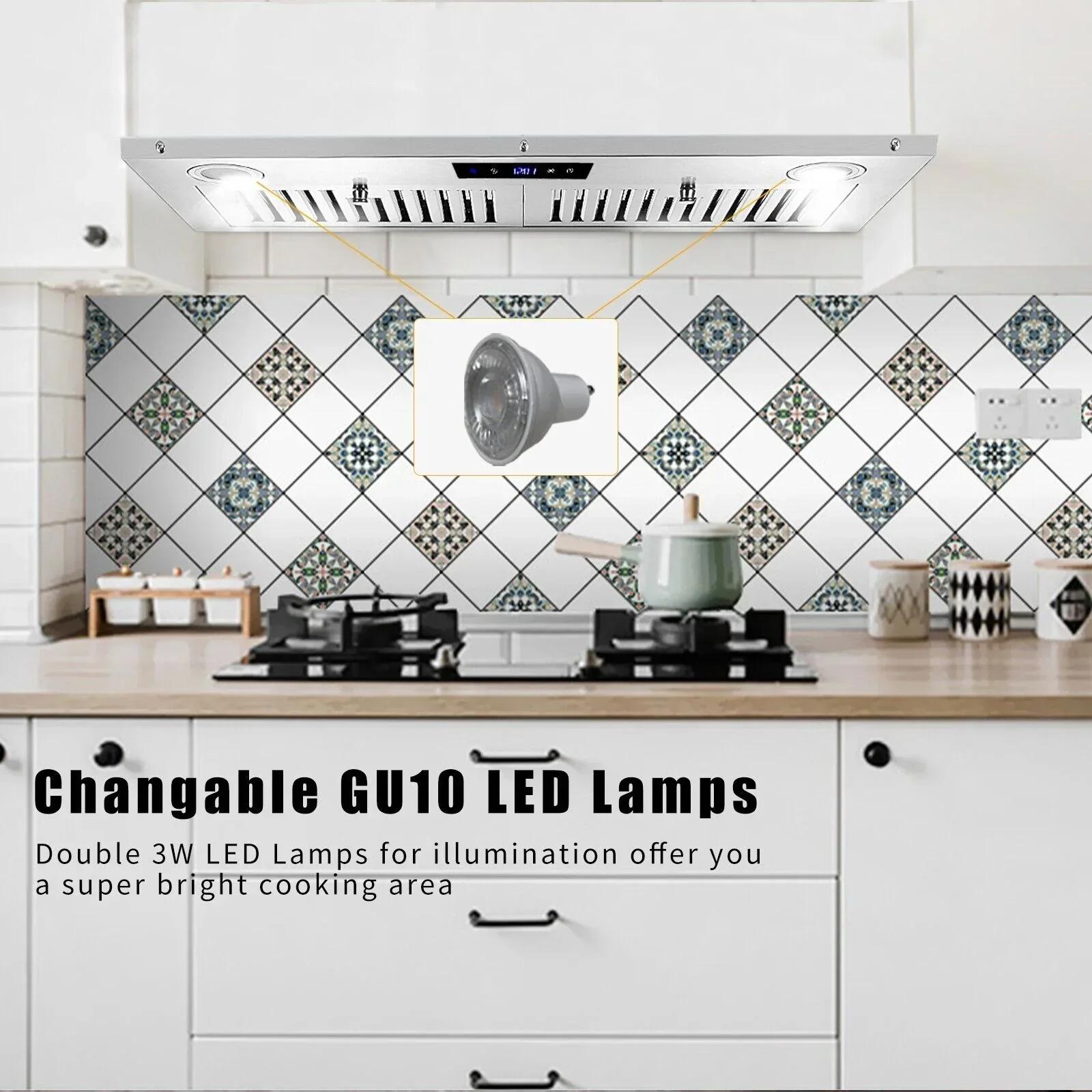 30 Inch Built-In Range Hood 800 CFM 3-Speed Touch Control - Image 12