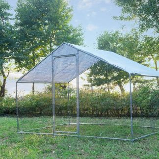 Phonjoroo Metal Chicken Coop With Run Cover, 10 ft L x 6.6 ft W x 6.6 ft H (79.2 in H x 79.2 in W x 120 in D)