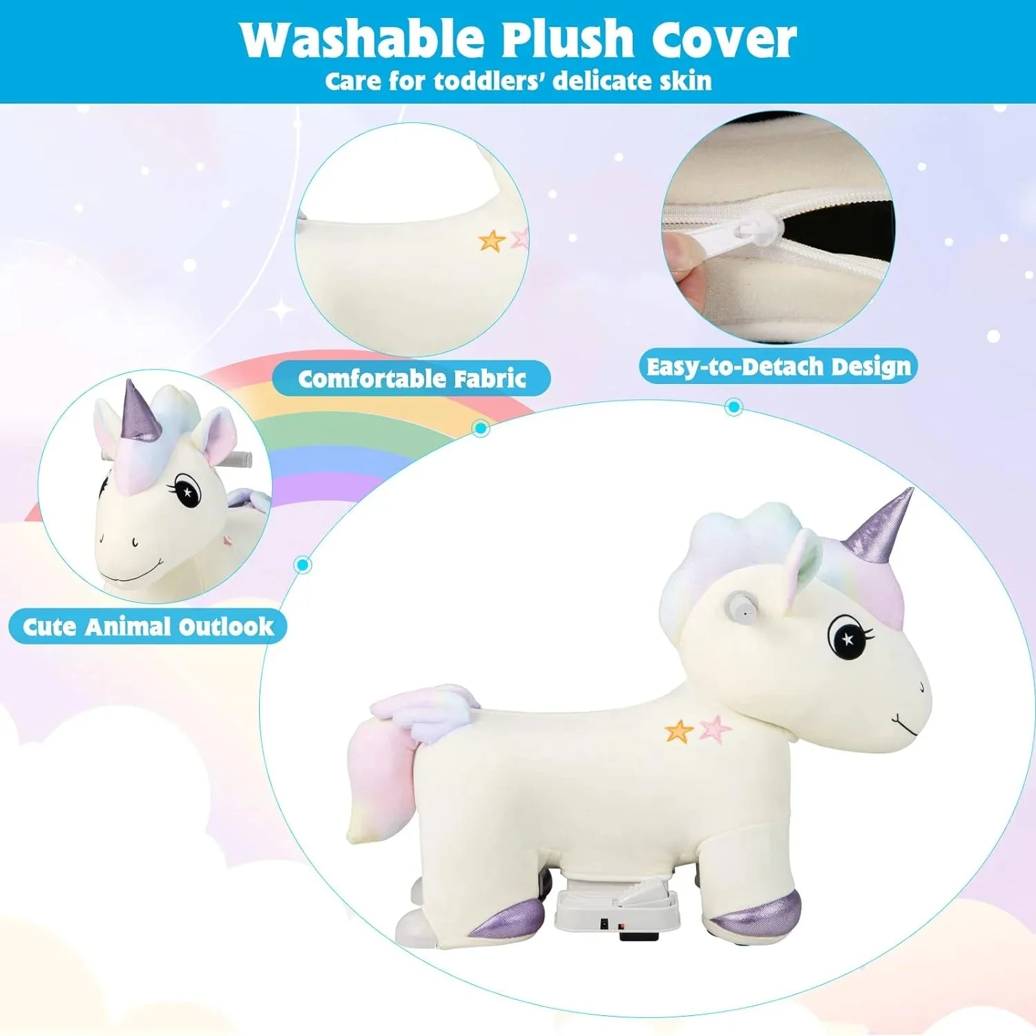 Kids Ride Unicorn, 6V Battery Powered Electric Animal Toy - Image 4