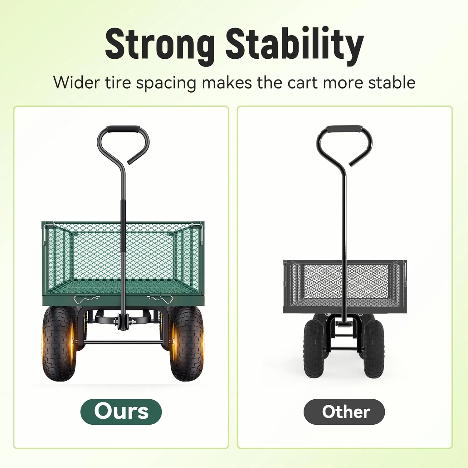 Steel Garden Cart 2-in-1 1400 lbs Heavy Duty Utility Wagon with Removable Mesh Sides to Convert into Flatbed 240?? U-Turn 13" Pneumatic Tires Garden Wagon for Farm Yard Lawn Garden Camping - Image 27