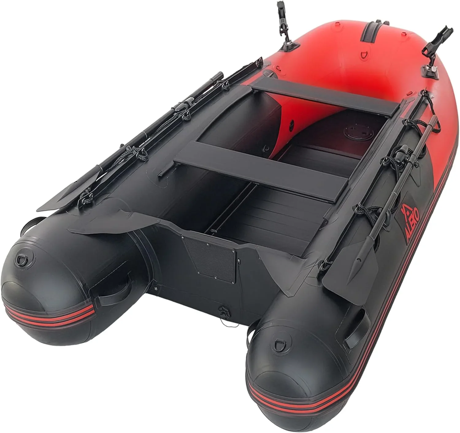 Inflatable Boat | Yacht Dinghy Tender Raft | Multi Person Fishing Boat | Aluminum Floor Oars | Fishing Rod Holders | Heavy-Duty PVC | 2024 Model | - Image 17