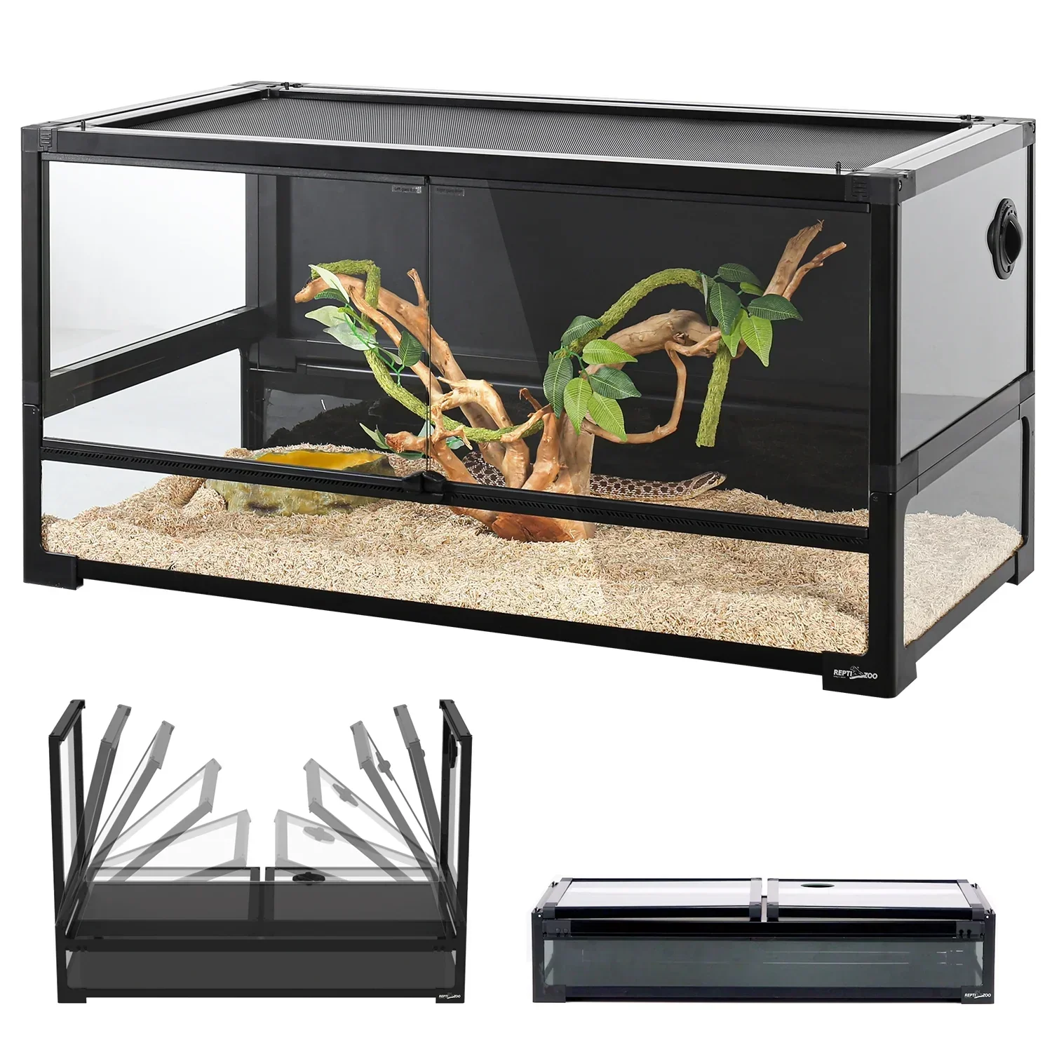 REPTI ZOO 40 Gallon Tempered Glass Reptile Terrarium Tank 36x18x18 in - Image 2