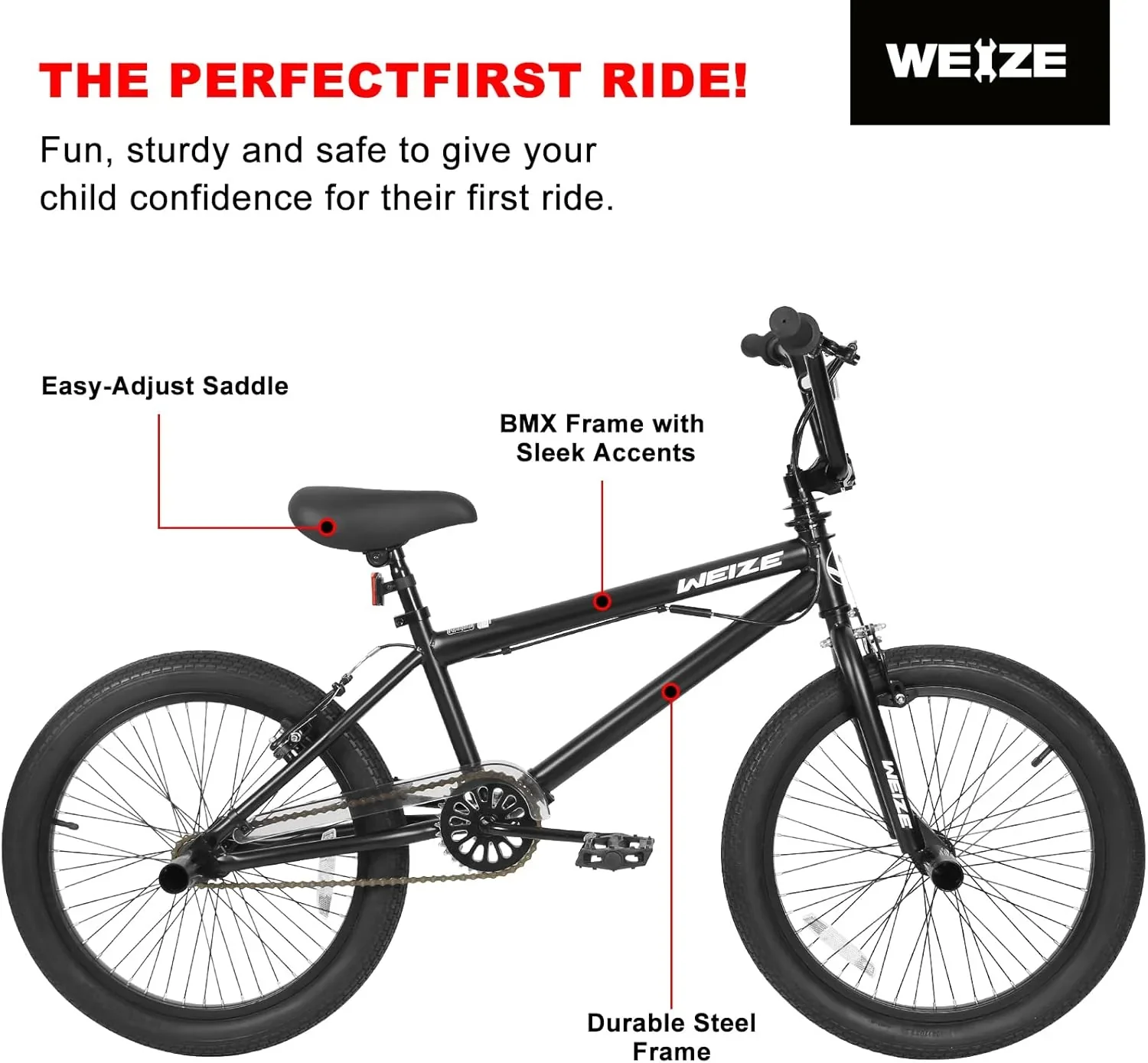 WEIZE Freestyle BMX Bicycle 20 Inch Stunt Bike for Kids and Adults Men and Women High Strength Steel Frame 360 Degree Rotor Freestyle - Image 14