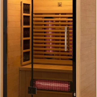 2-Person Red Light Far Infrared Indoor Sauna, 1750W/110V, Canadian Hemlock, 41.33in x 47.24in x 74.80in