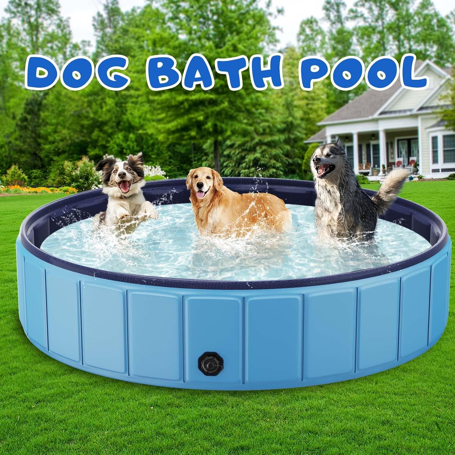 Totiro Foldable Dog Swimming Pool, 120in x 20in, PVC, Blue - Image 15
