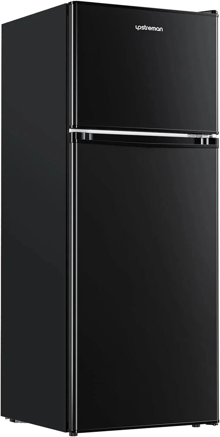 Upstreman 4 Cubic Feet Double Door Mini Refrigerator With Freezer, Black - BR401
