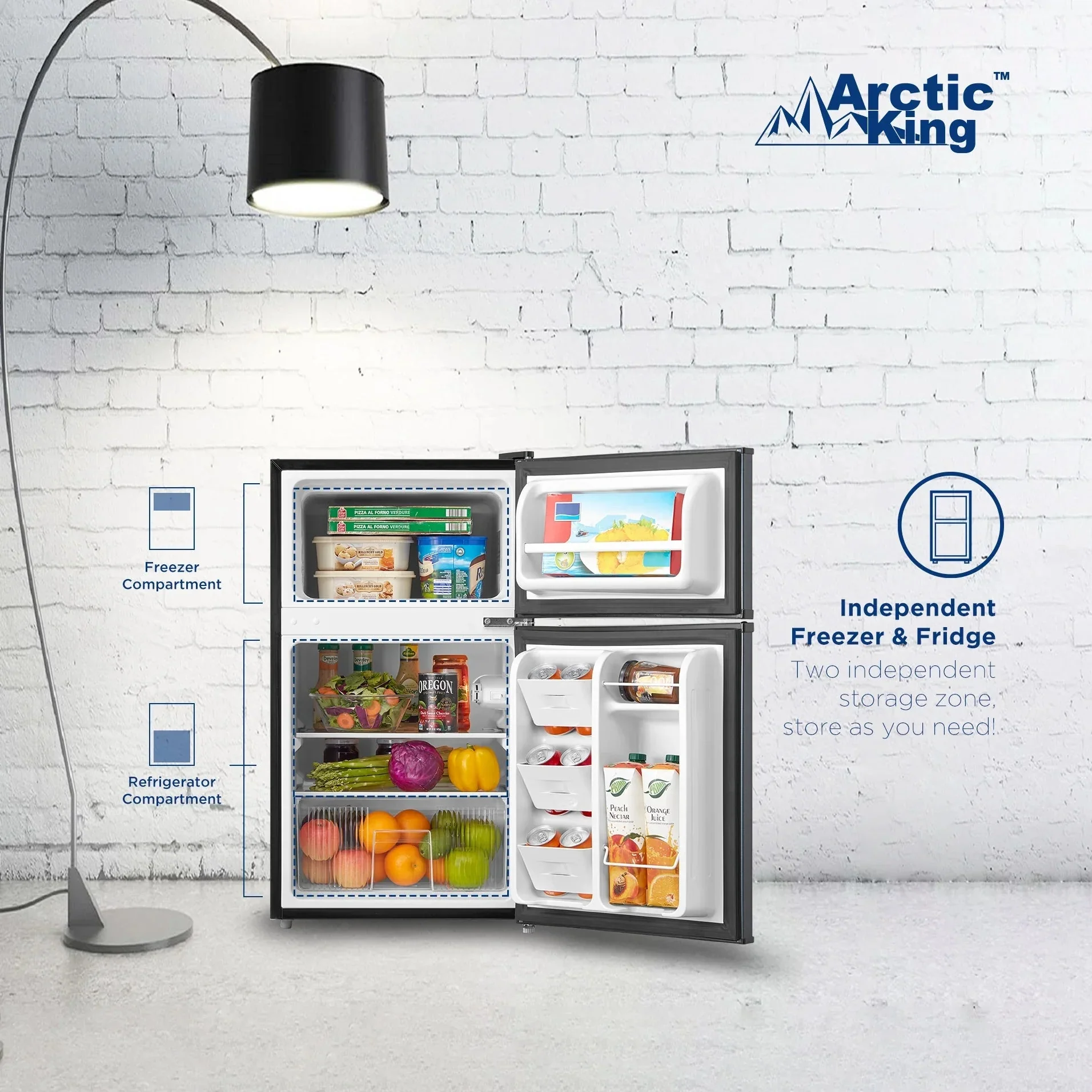 Arctic King Two-Door Mini Fridge With Freezer, 3.2 Cu. Ft., Stainless Steel - Image 15