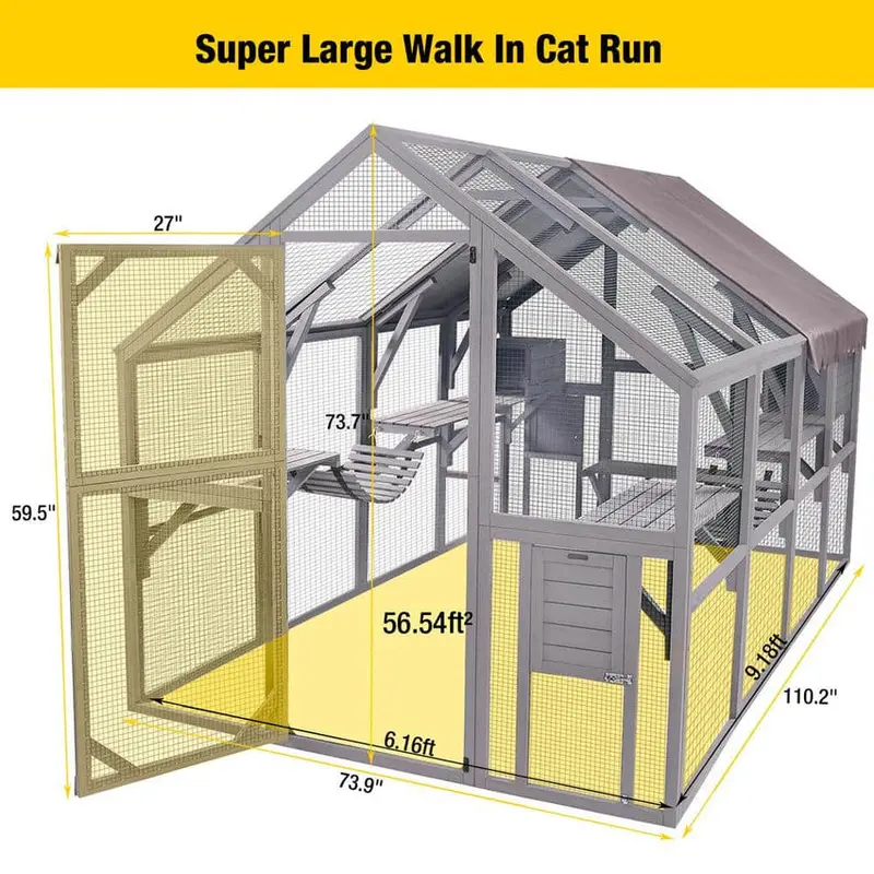 aivituvin Large Outdoor Cat Enclosure With 7 Platforms, 2 Bridges And 2 Small Houses - Image 7
