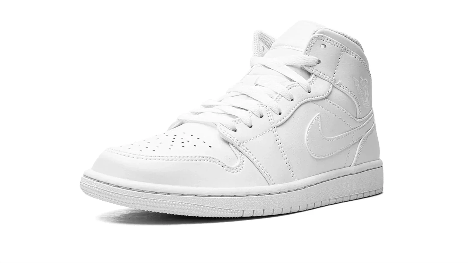 Air Jordan 1 Mid Triple White Lifestyle Shoes - Image 2