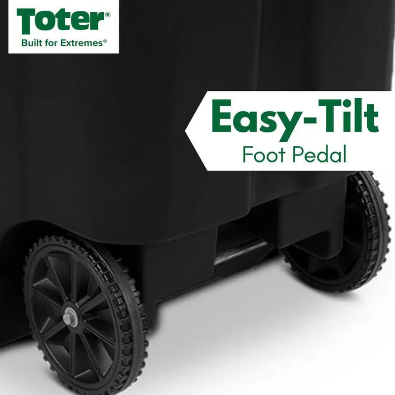 Toter 64 Gallon Black Outdoor Trash Can With Wheels And Lid - Image 6