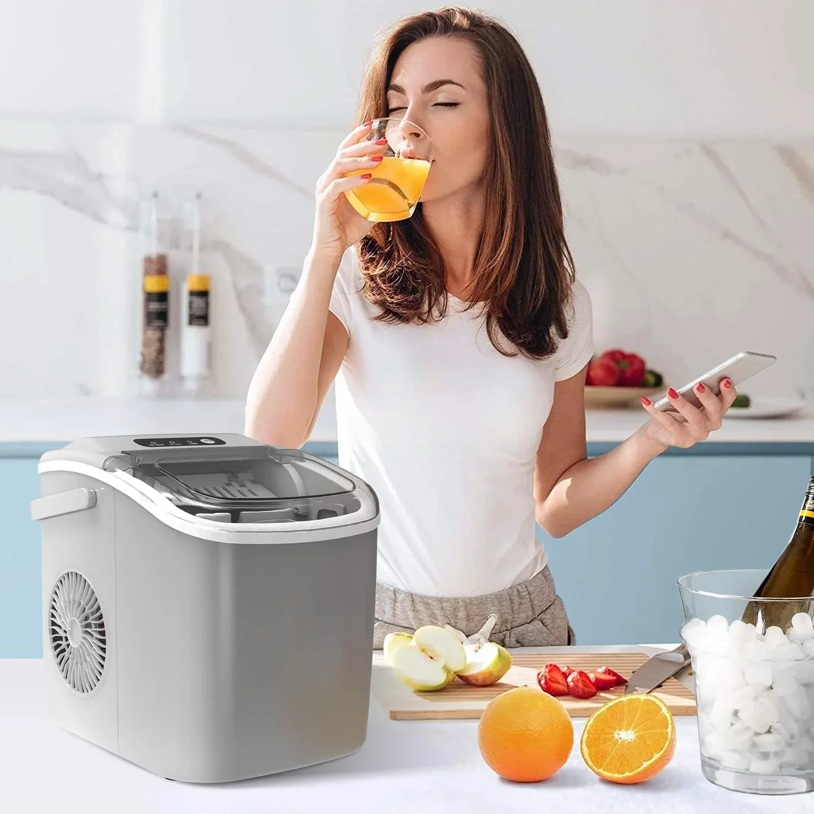Crzoe Countertop Ice Maker With Handle, 26 Pounds - Countertop Ice Maker - Image 8