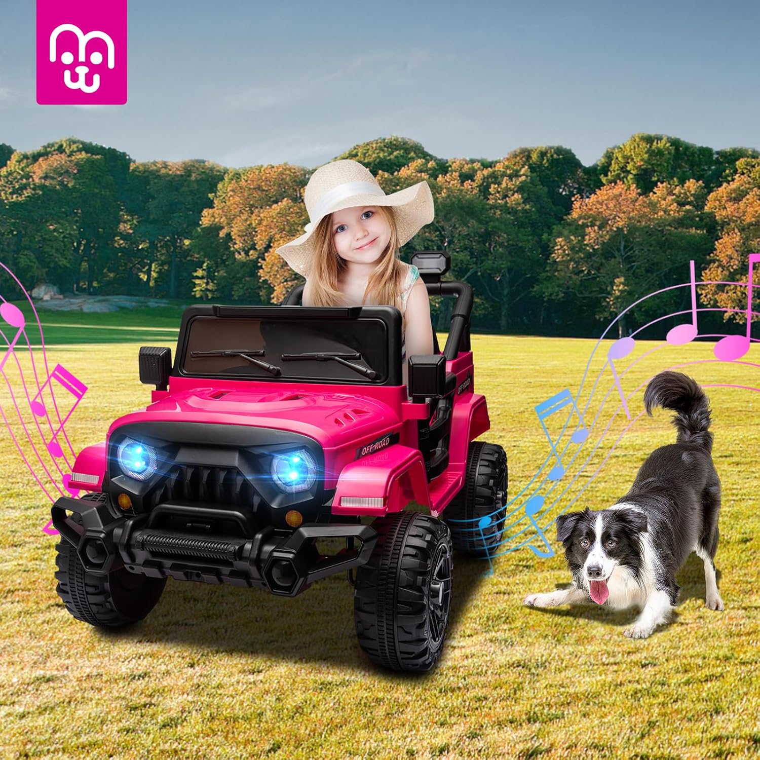 12V Kids Electric Ride on Truck Car Remote Control, Twin 35W Motors 3.5MPH Max Speed, Bluetooth USB Music Player, 4 Wheels Suspension LED Lights Safety Belt, Gift for Boy & Girl-Rosy - Image 8