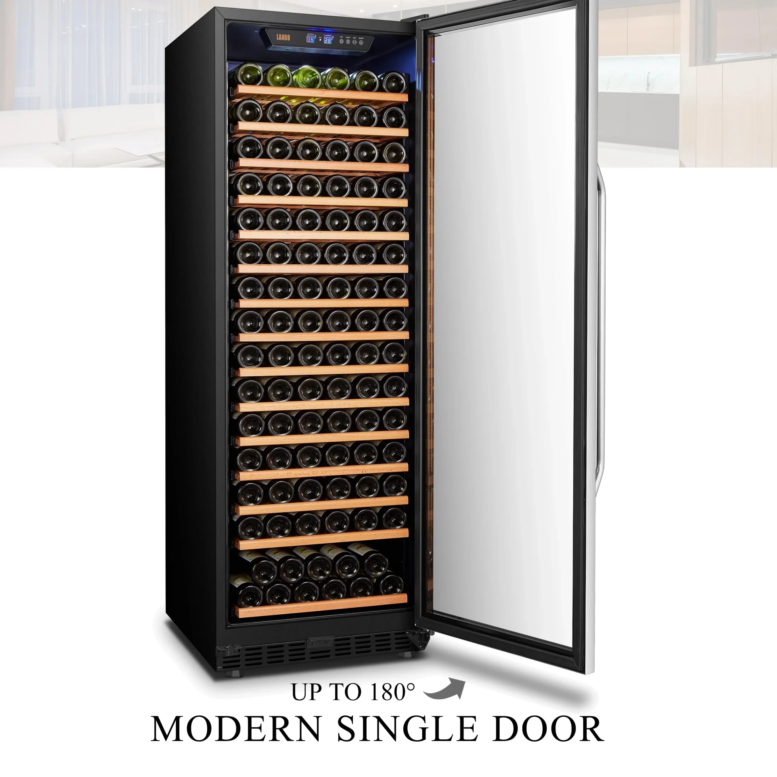 Lanbo 165 Bottle Built-In Black Single Zone Wine Cooler, 24 inch Width - LW177S - Image 11