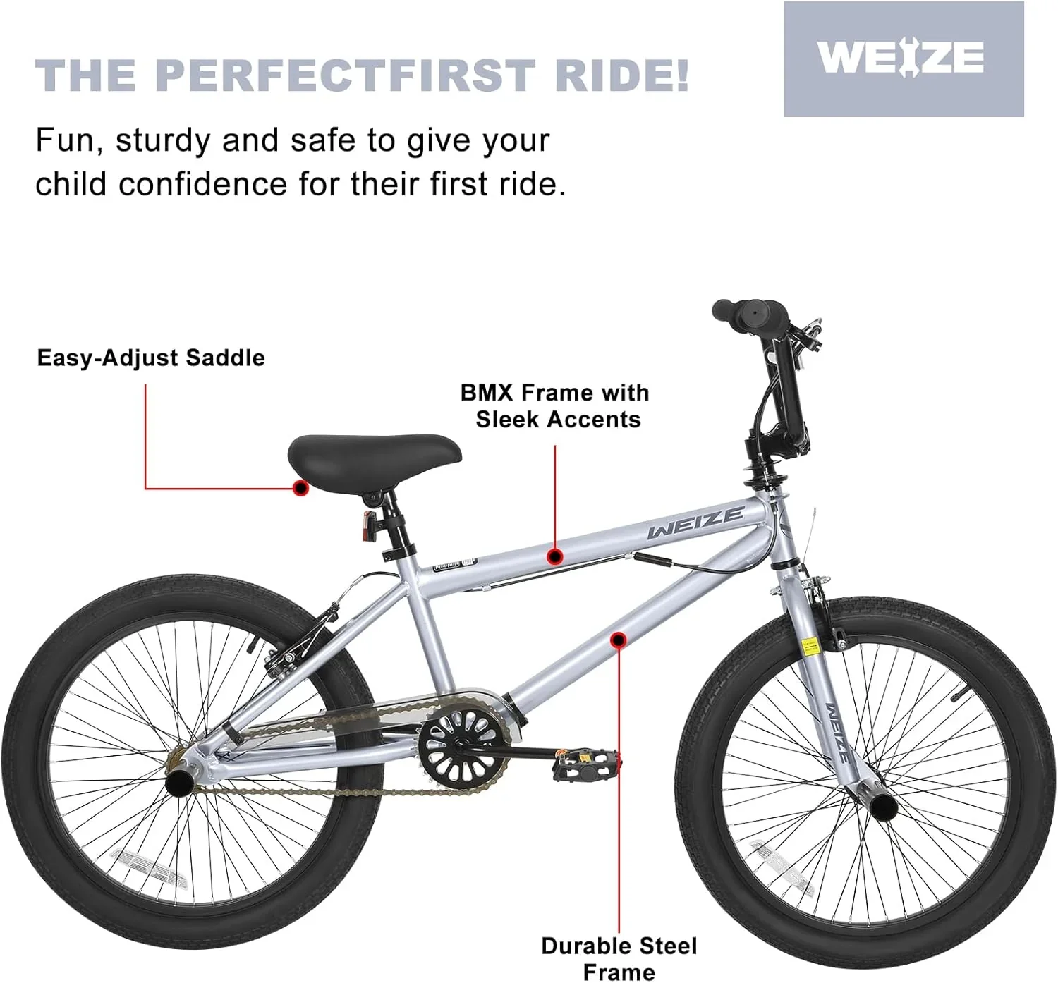WEIZE Freestyle BMX Bicycle 20 Inch Stunt Bike for Kids and Adults Men and Women High Strength Steel Frame 360 Degree Rotor Freestyle - Image 2