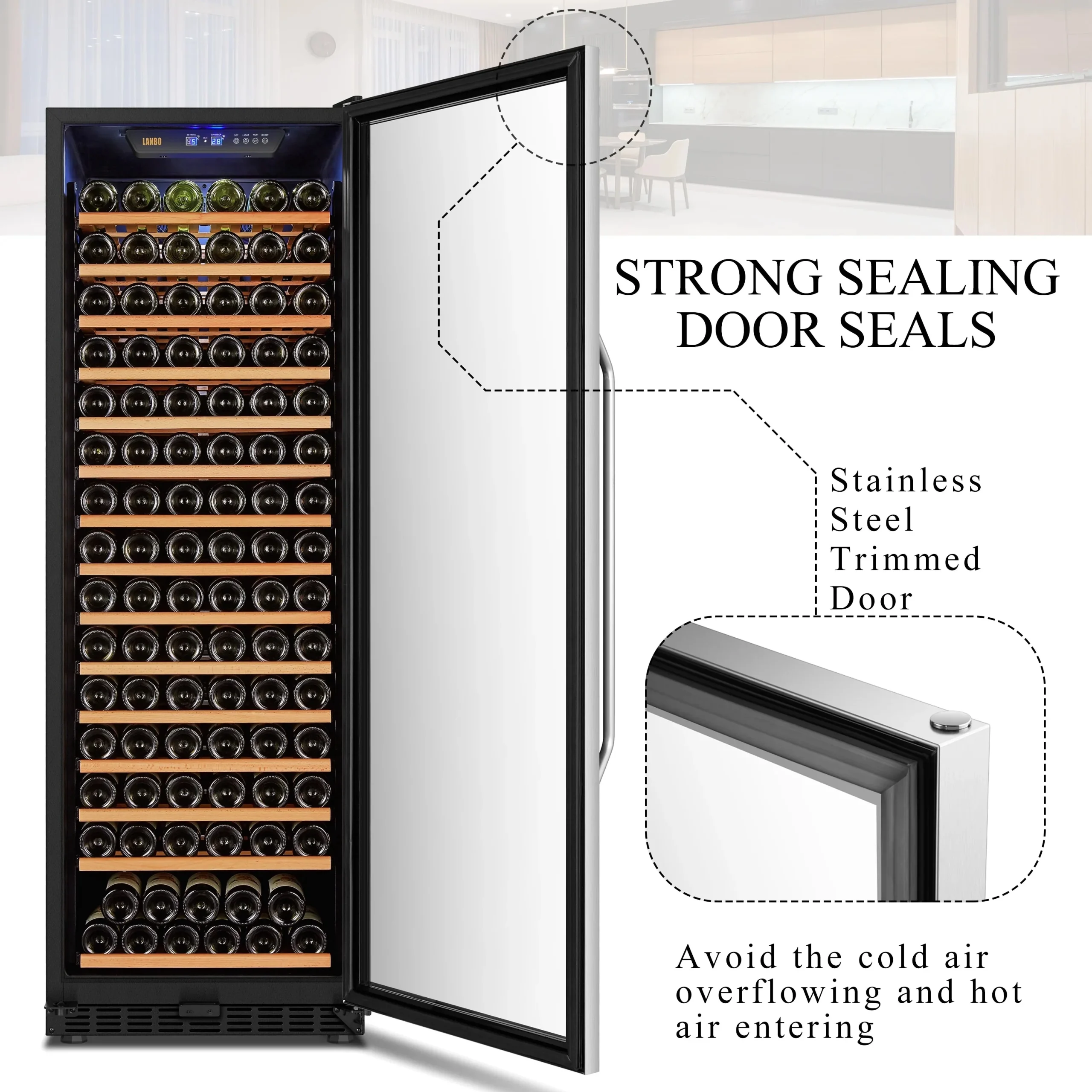 Lanbo 165 Bottle Built-In Black Single Zone Wine Cooler, 24 inch Width - LW177S - Image 13