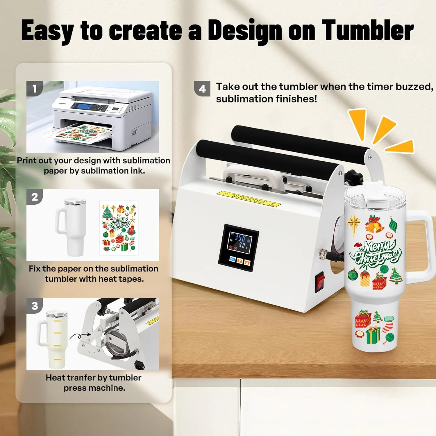 40oz Tumbler Press Tumbler Heat Press Sublimation 40 Oz Tumbler Top and Tapered Bottom Full Wrap - DIY Heat Transfer Vinyl - Image 5
