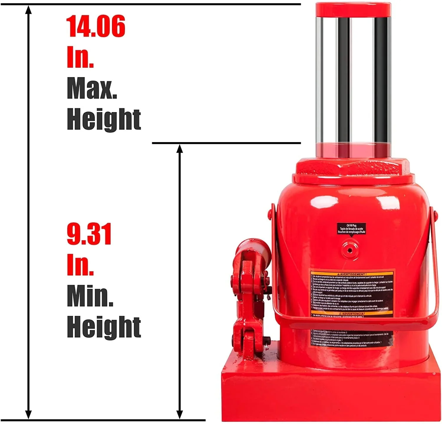 BIG RED 50 Ton Low Profile Hydraulic Bottle Jack – Welded Construction for Automotive & Heavy Lifting - Image 3